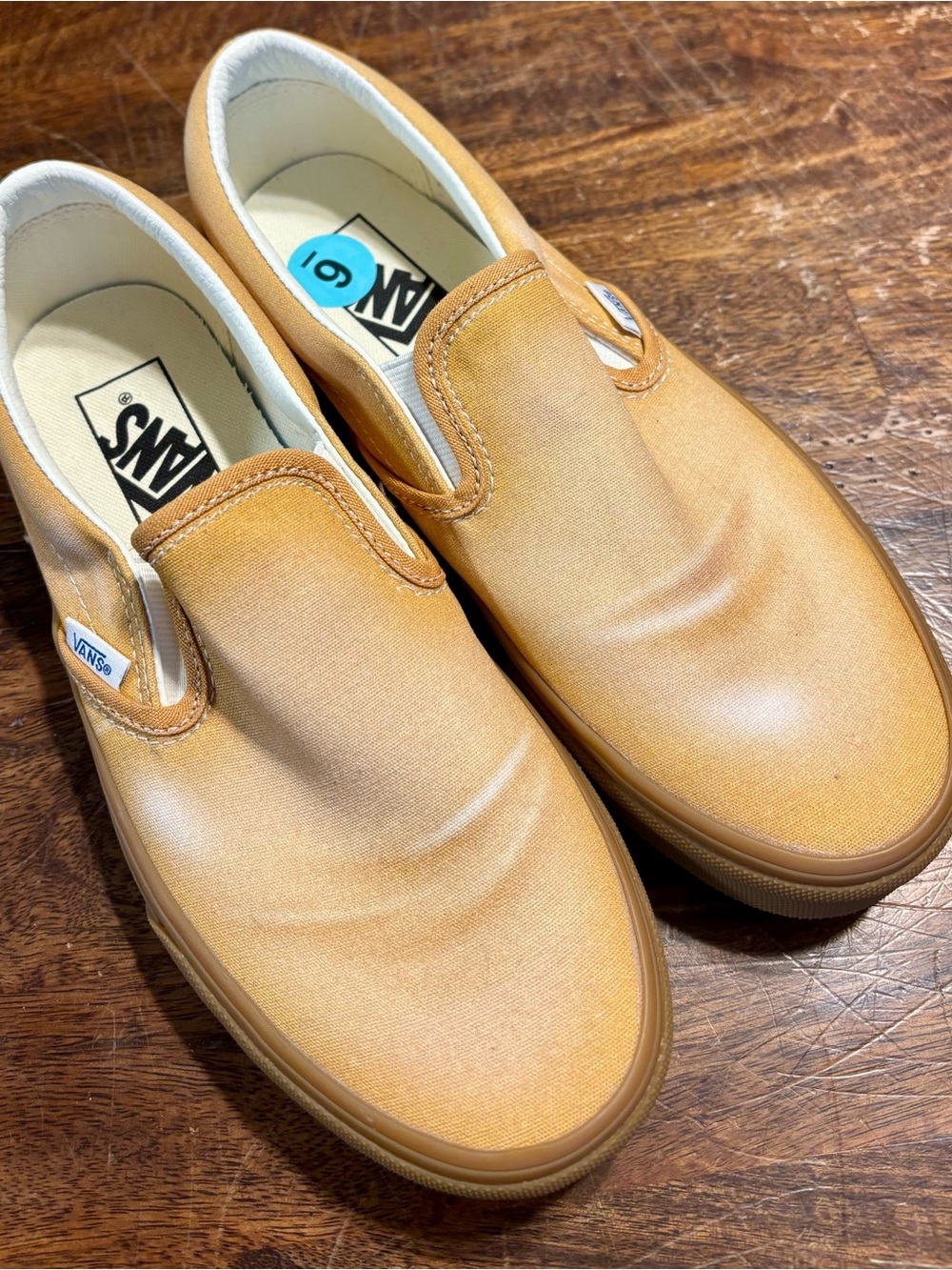 Vans Slip-On Canvas Sneakers Wave Washed Honey Yellow, men 6/ women’s 7.5 no box